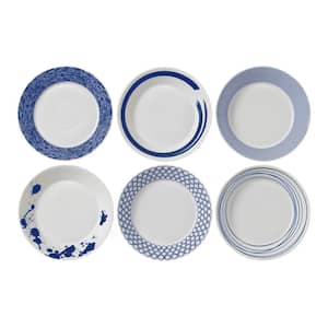 Pacific Mixed Patterns 20 fl. oz Blue and White Porcelain Pasta Bowls (Set of 6)