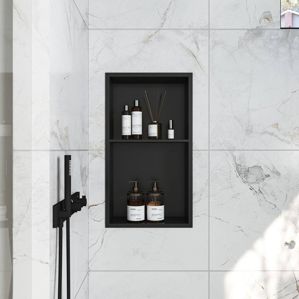 Hausstil 14x14 Inch Stainless Steel Shower Niche – Gold Finish, Recessed Bathroom Shelf