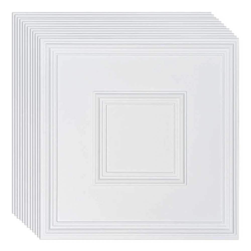24 in. x 24 in. PVC Ceiling Tiles, Easy Installation White Geometric (12-Pack) price history on PriceWatchPro