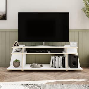 EcoFriendly Garden White and Light Brown TV Stand Fits TVs up to 55 in. with Open Shelves