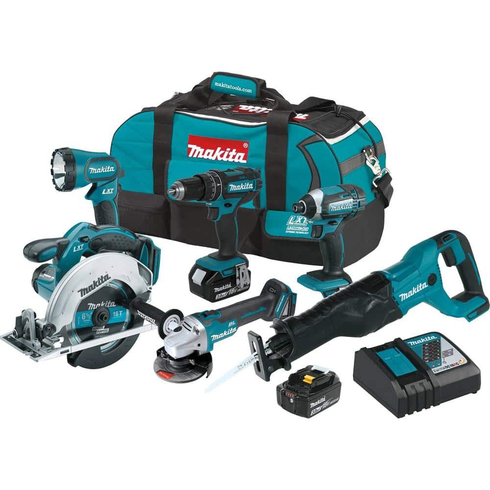 Makita 18V LXT Lithium-Ion Cordless Combo Kit (6-Piece) with (2) Battery  (3.0Ah), Rapid Charger and Tool Bag XT610 - The Home Depot