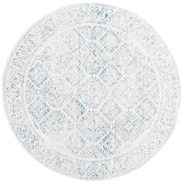 Unbranded Light Blue Polypropylene 5 ft. x 5 ft. Solid Color Indoor Round Area Rug