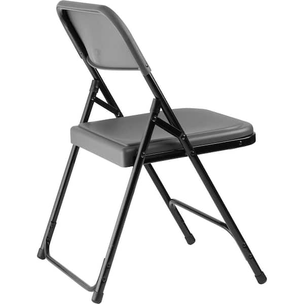 Pro-Line II Deluxe Folding Chairs with Ventilated Plastic Back, Coal (Set of 2)