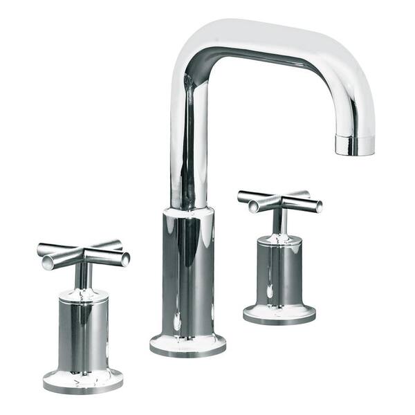KOHLER Purist Cross 2-Handle Deck-Mount Tub Faucet in Matte Black (Valve Not Included)