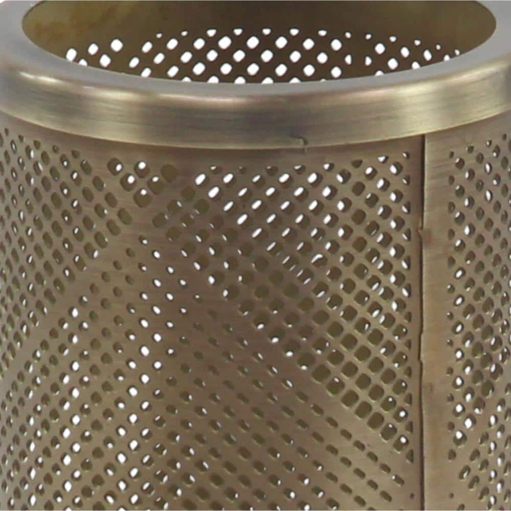 Set of 3 Gold Perforated Iron Chalice Candle Holders
