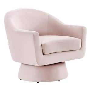 Astral Performance Velvet Fabric and Wood Swivel Chair in Pink