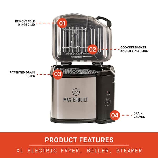 Masterbuilt 10 Liter XL Electric Fryer, Boiler, Steamer in Silver  MB20012420 - The Home Depot