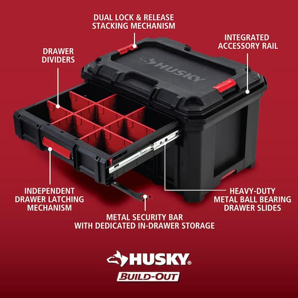 Husky - Build-Out 22 in. Modular Tool Storage 2-Drawer Tool Box