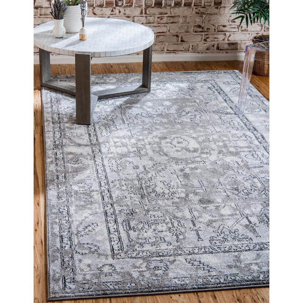 EasyCare Gray Synthetic 8' x 10' Stain-Resistant Area Rug