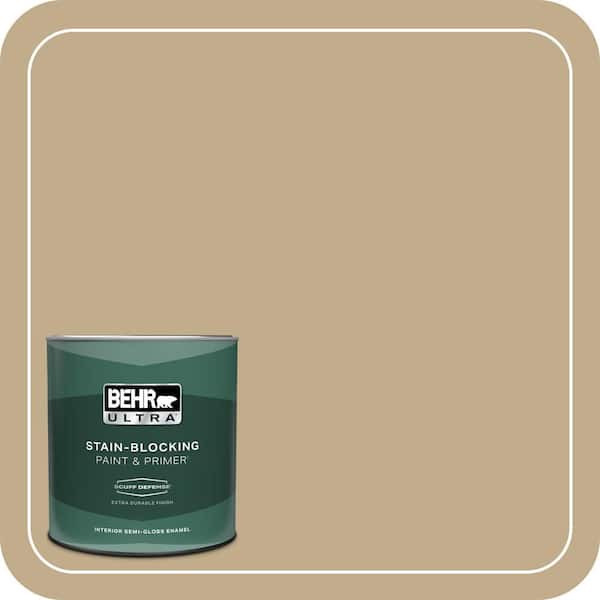 BEHR ULTRA 1 qt. #PPU7-21 Woven Straw Extra Durable Semi-Gloss Enamel Interior Paint & Primer