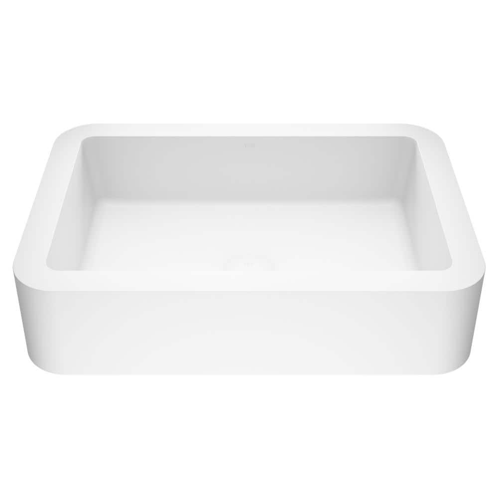 Matte White Stone Rectangular Vessel Sink 23"