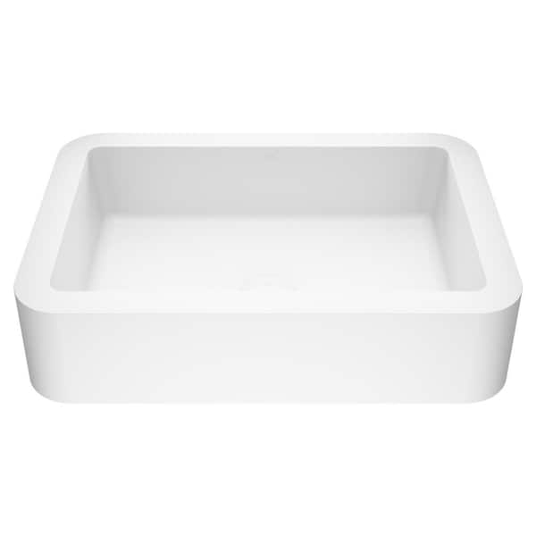 Petunia Modern White Matte Stone 23 in. L x 16 in. W x 6 in. H Rectangular Vessel Bathroom Sink