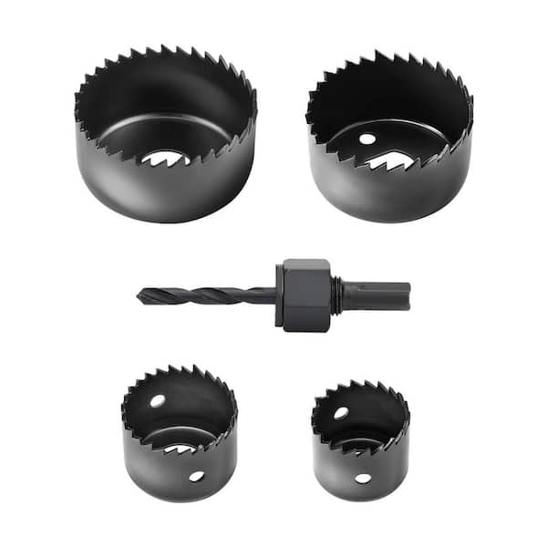 5-Piece Hole Saw Set 1-1/4 to 2-1/8 for Wood Plastic PVC Drywall with Mandrel Carbon Steel Precision Cutting