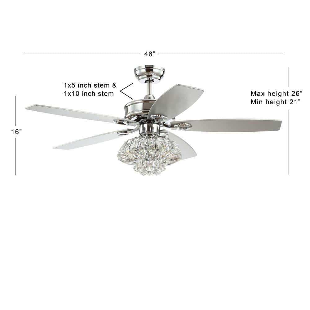 Kate 48" Chrome Crystal Drum LED Ceiling Fan with Remote
