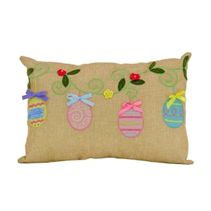 18 in.x 10 in. Decorated Eggs Easter Pillow
