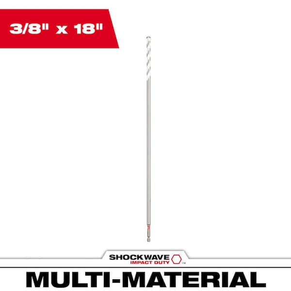 Milwaukee 3/8 in. x 18 in. SHOCKWAVE Impact Duty Carbide Bellhanger Multi-Material Bit