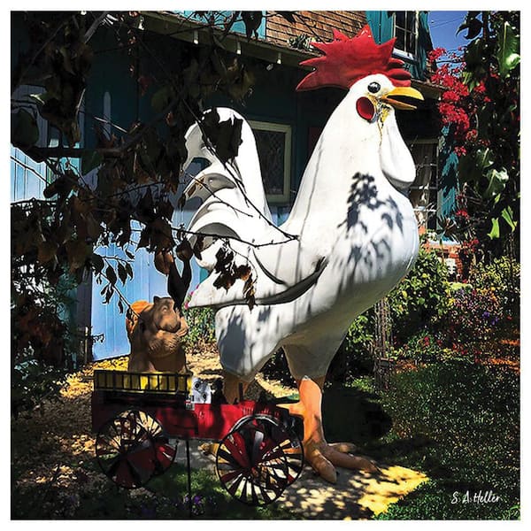 VENICE BEACH Collections Lawn Chicken by Steven A. Heller 1-Piece Unframed Canvas Drawing Print 14 in. x 14 in.