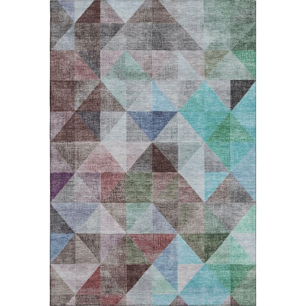 Mayfield Premium Machine Washable Abstract AMF2006 Silver 5 ft. x 7 ft. 6 in. Area Rug