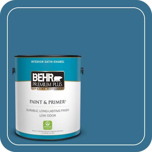 BEHR PREMIUM PLUS 1 gal. #M490-6 Living Stream Satin Enamel Low Odor Interior Paint & Primer
