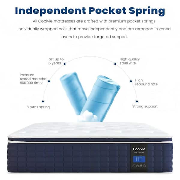 KE04 Twin XL Mattress Medium Plush Gel Memory Foam Hybrid Mattress 14in. Bed-in-a-Box Pillow Top Mattress