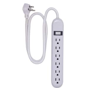 6-Outlet Surge Protector Power Strip with 3 ft. Braided Extension Cord Decorative, Gray
