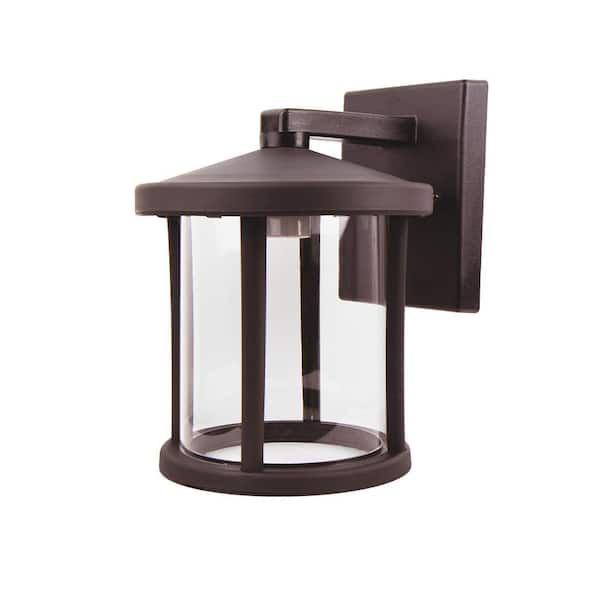 SOLUS Artisan Round 12.20 Bronze Composite Outdoor Hardwired Lantern Sconce with Clear Diffuser No Bulb Included