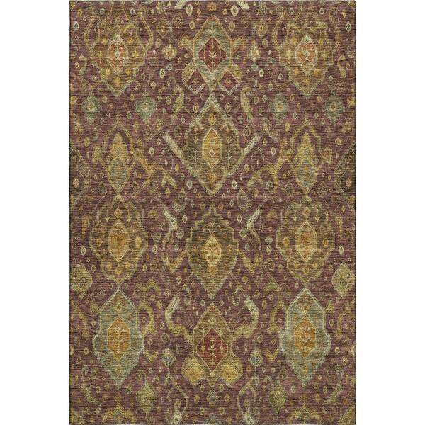 Mayfield Premium Machine Washable Abstract AMF2306 Burgundy 10 ft. x 14 ft. Area Rug