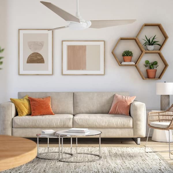 Brently 56 in. Dimmable LED Indoor/Outdoor White Smart Ceiling Fan with Light and Remote, Works with Alexa/Google Home
