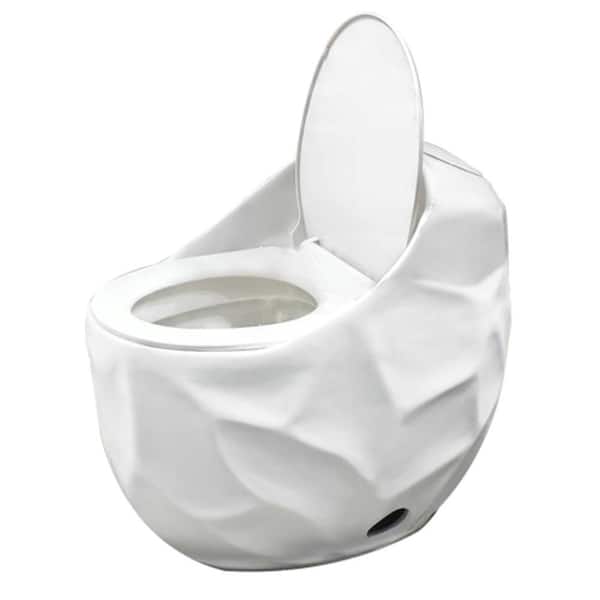 26 in. L 1-Piece, 1.28 GPF Single Flush, Elongated Egg Shape Toilet, Glossy White, Compact and Stylish Bathroom Upgrade
