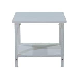 White Rectangular Polystyrene Outdoor Side Table for Deck, Backyards, Lawns, Poolside, and Beaches