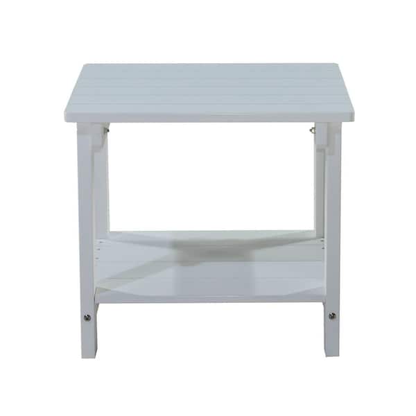 Unbranded White Rectangular Polystyrene Outdoor Side Table for Deck, Backyards, Lawns, Poolside, and Beaches