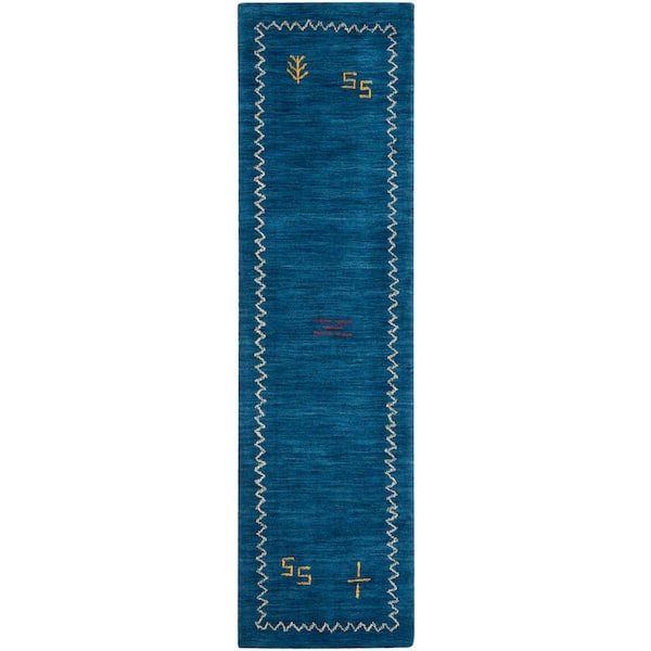 SAFAVIEH Himalaya Blue 2 ft. x 10 ft. Border Runner Rug