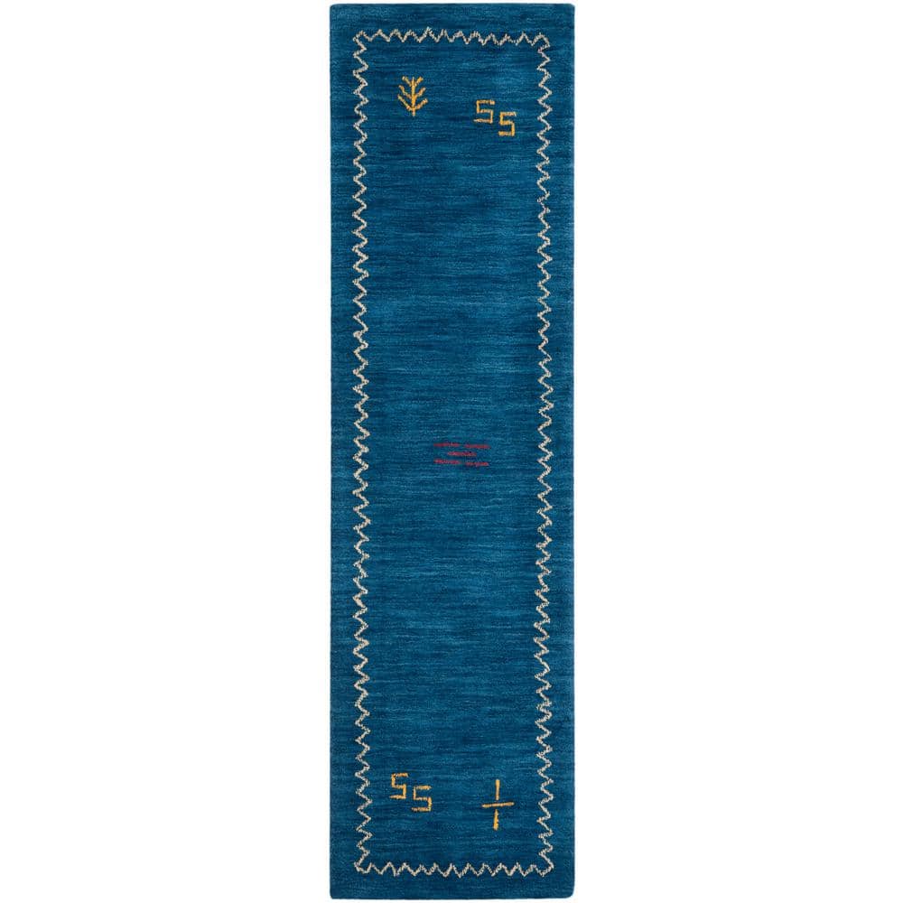 Himalaya Blue Wool Hand-Knotted Runner Rug 2'3" x 6'