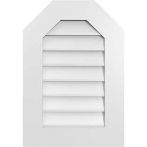 18 in. x 26 in. Octagonal Top Surface Mount PVC Gable Vent: Decorative with Standard Frame