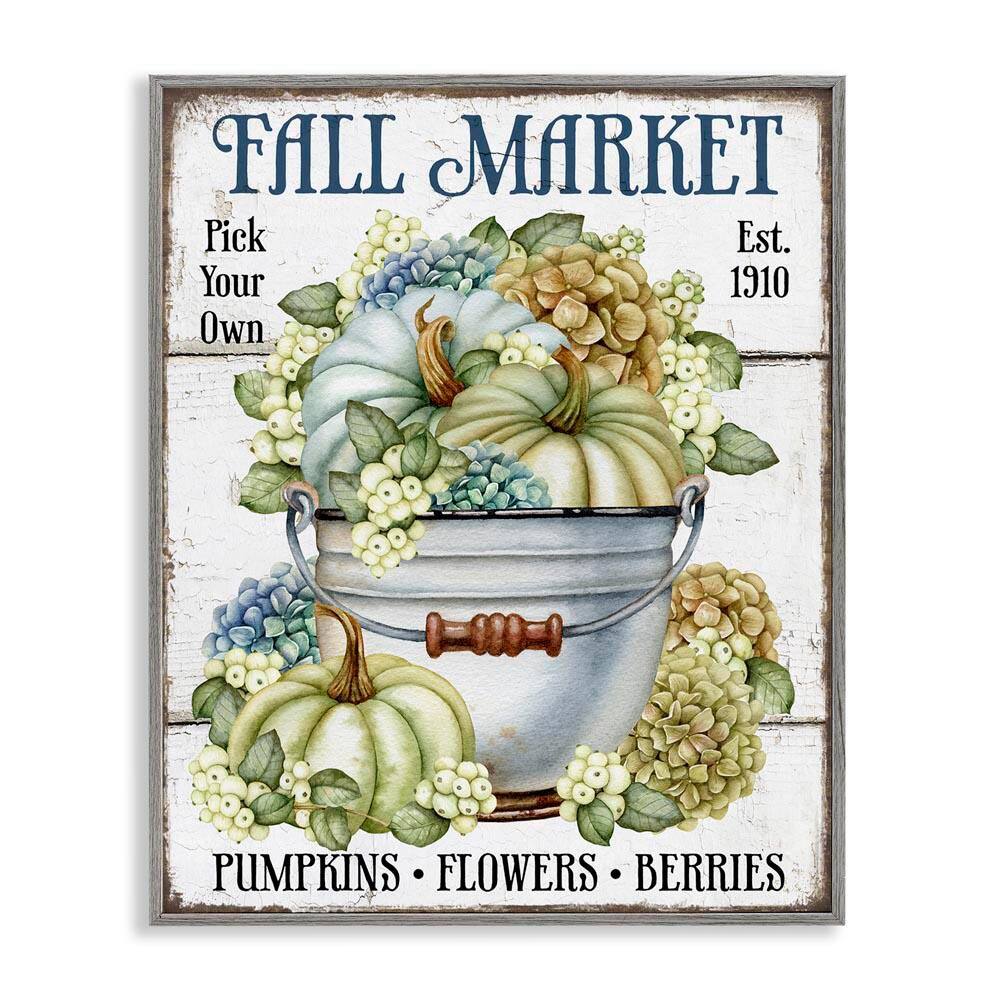Vintage Pumpkins and Hydgrangea by Creatif Belle Gray Framed Graphic Typography Art Print 16 in. x 20 in. price history on PriceWatchPro