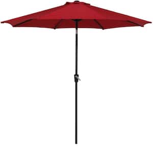 9 ft. Aluminum Market Tilt Patio Umbrella in Red with 8 Ribs