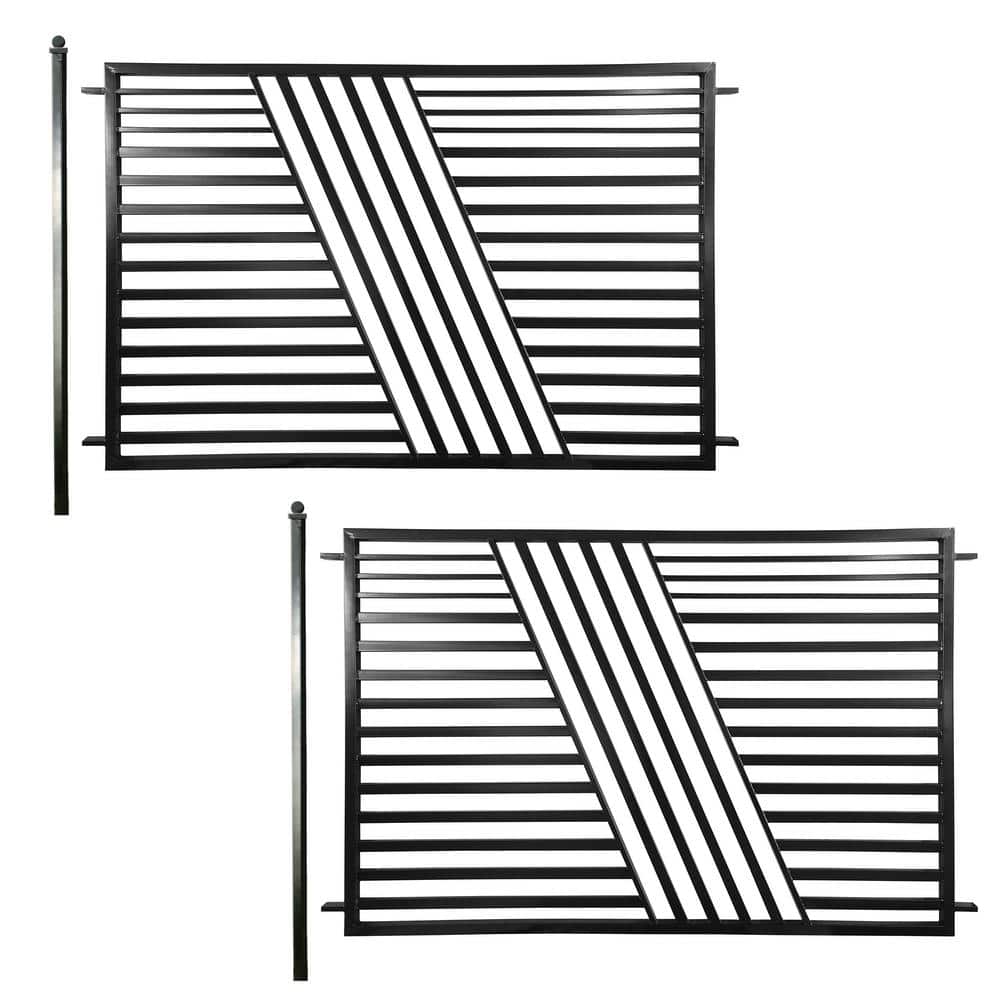 16 ft. x 5 ft. Sofia Style Security Fence Panels Steel Fence Kit 2-Panel Ga
