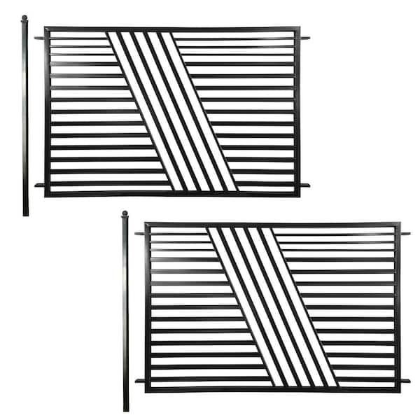 ALEKO 16 ft. x 5 ft. Sofia Style Security Fence Panels Steel Fence Kit 2-Panel Gate Fence