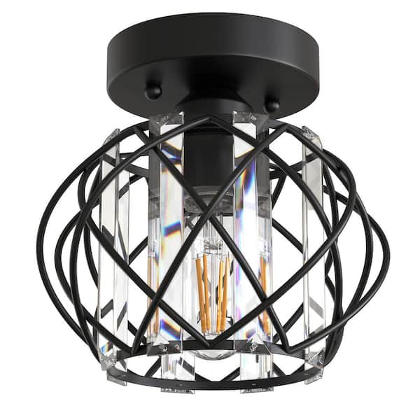 7 in. 1-Light Semi Flush Crystal Small Mount Ceiling Light Hallway Light Fixtures Ceiling Lighting Chandelier for Foyer
