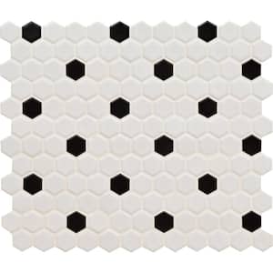 Adelaide Hexagon Black and White 10 in. x 12 in. Matte Porcelain Mosaic Tile (0.83 sq. ft. / each)