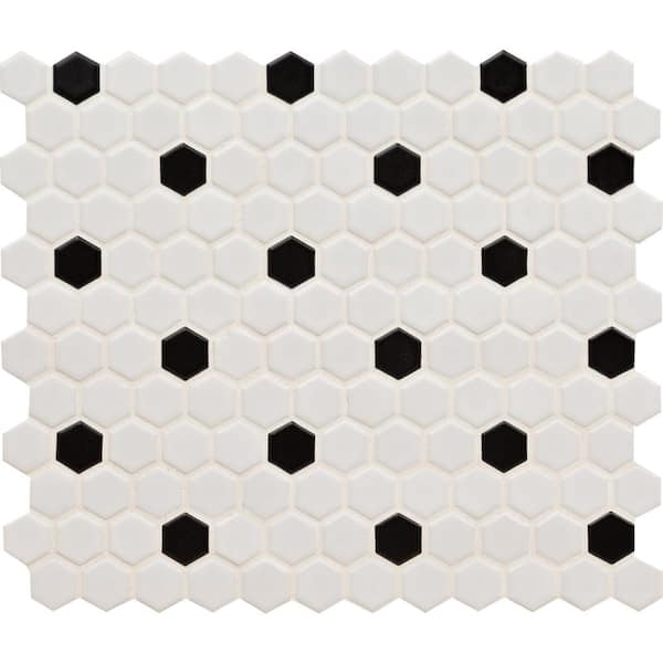 MSI Adelaide Hexagon Black and White 10 in. x 12 in. Matte Porcelain Mosaic Tile (0.83 sq. ft. / each)