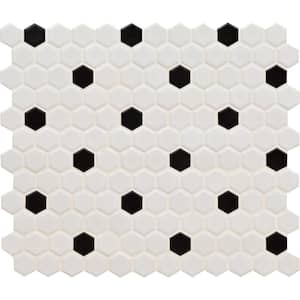 Adelaide Hexagon Black and White Dot 10.16 in. x 11.71 in. Matte Porcelain Floor and Wall Tile (12.45 sq. ft./Case)