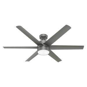 Solaria 60 in. Integrated LED Indoor/Outdoor Matte Silver Ceiling Fan with Light Kit and Wall Control