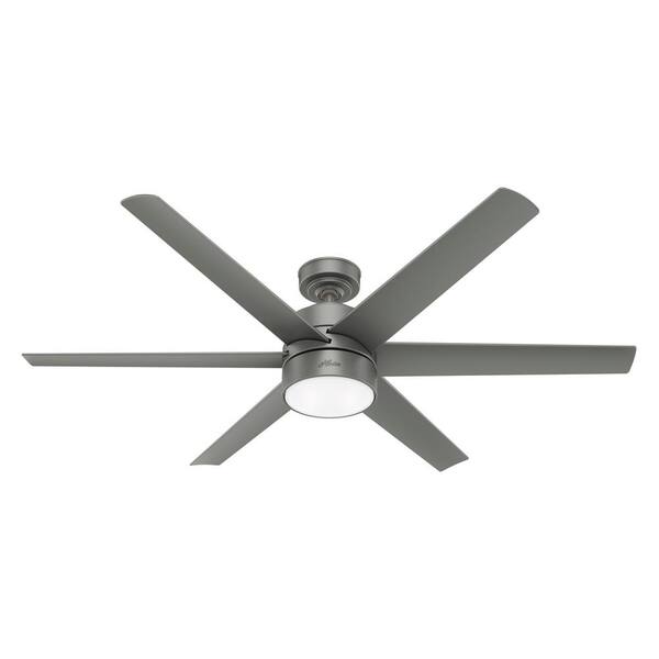 Hunter Solaria 60 in. Integrated LED Indoor/Outdoor Matte Silver Ceiling Fan with Light Kit and Wall Control