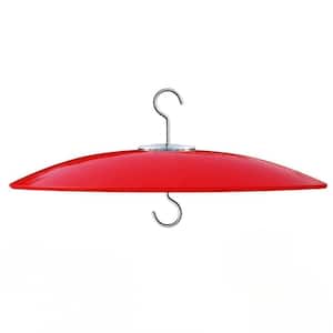 13 in. Glass Dome Rain Cover with Baffle on Shepherd Pole and S Hook for Outdoor Bird Feeder, Red