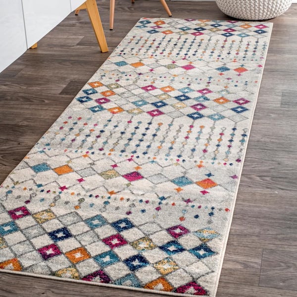 Blythe Modern Moroccan Trellis 3 ft. x 8 ft. Multi Runner Rug