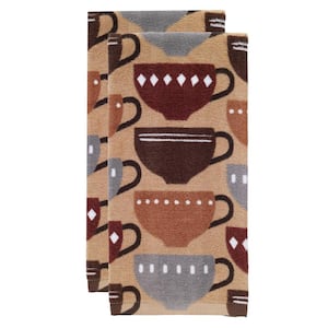 Coffee Fiber Reactive Print Cotton Kitchen Towel (Set of 2)