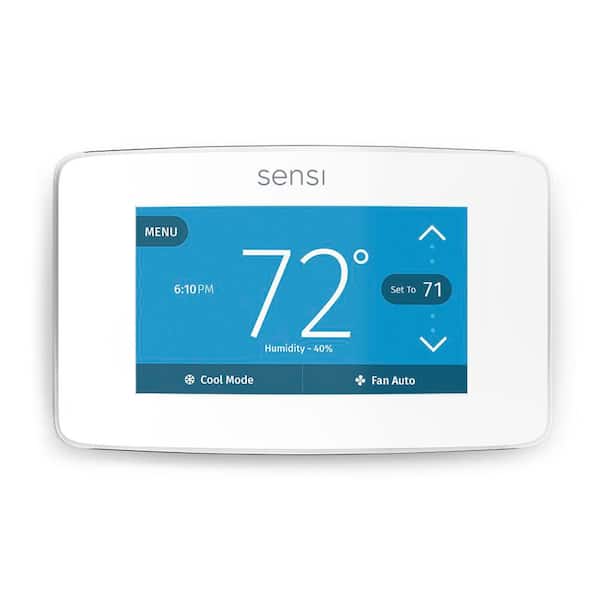 Sensi Touch 7-day Programmable Wi-Fi Smart Thermostat with Touchscreen Color Display, C-wire Required - White