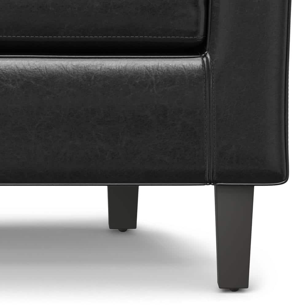 Austin Contemporary Barrel Armchair in Deluxe Black Faux Leather