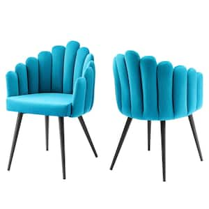 Vanguard Performance Black Blue Velvet Dining Side Chair (Set of 2)